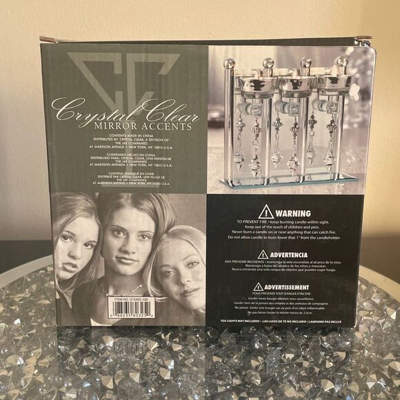 New Crystal clear trio mini candle holder decorative pendulum home decor mirror - Picture 4 of 16